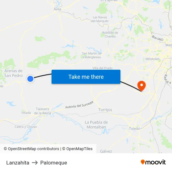 Lanzahíta to Palomeque map