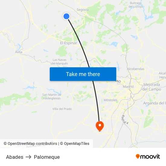 Abades to Palomeque map