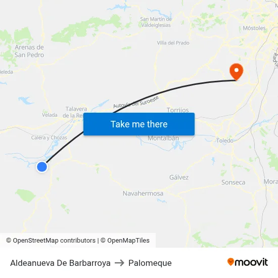 Aldeanueva De Barbarroya to Palomeque map