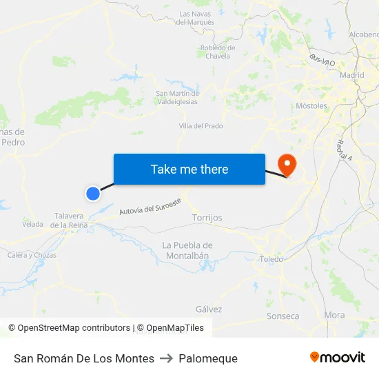 San Román De Los Montes to Palomeque map