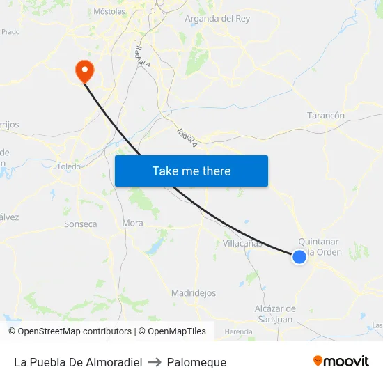 La Puebla De Almoradiel to Palomeque map