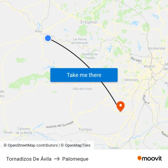 Tornadizos De Ávila to Palomeque map