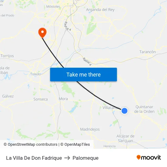 La Villa De Don Fadrique to Palomeque map