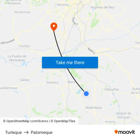 Turleque to Palomeque map