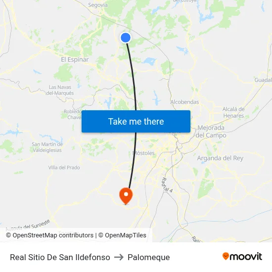 Real Sitio De San Ildefonso to Palomeque map