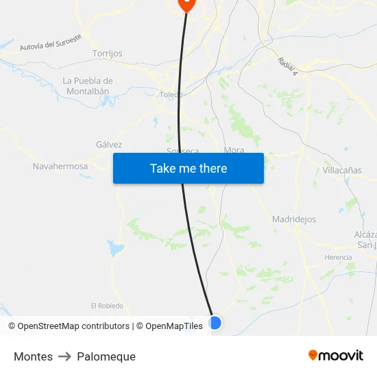 Montes to Palomeque map