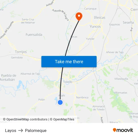 Layos to Palomeque map