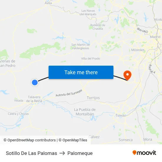 Sotillo De Las Palomas to Palomeque map