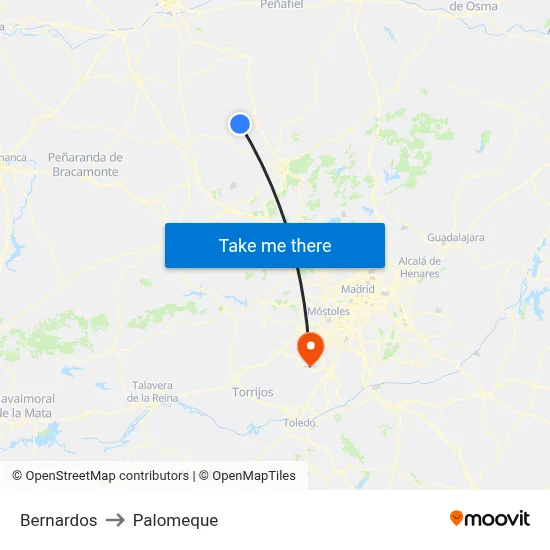 Bernardos to Palomeque map