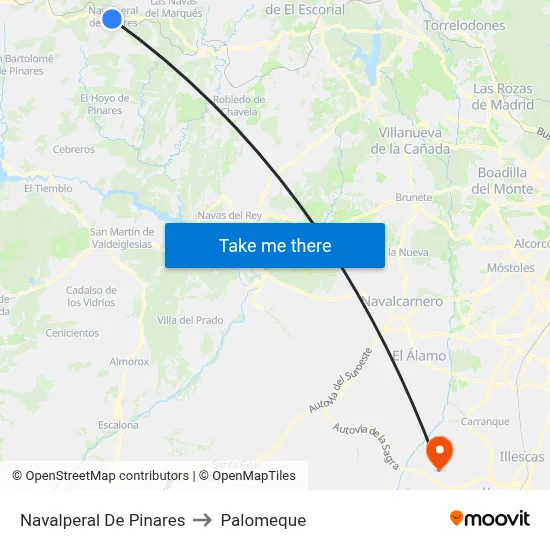 Navalperal De Pinares to Palomeque map