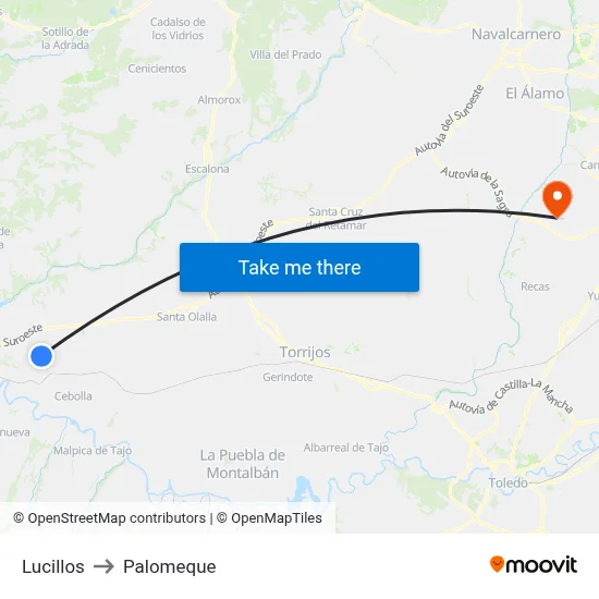 Lucillos to Palomeque map