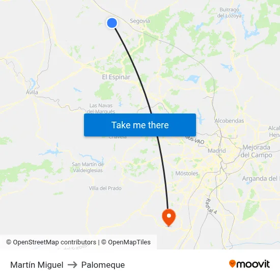 Martín Miguel to Palomeque map