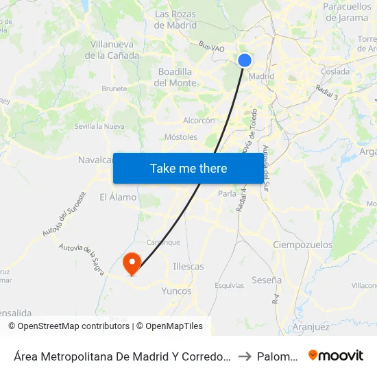 Área Metropolitana De Madrid Y Corredor Del Henares to Palomeque map