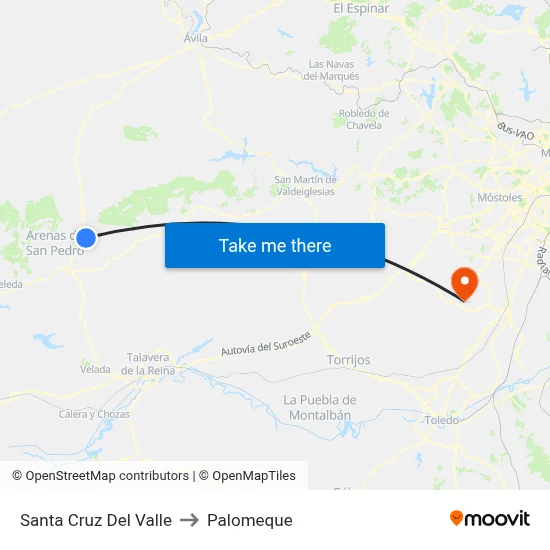 Santa Cruz Del Valle to Palomeque map