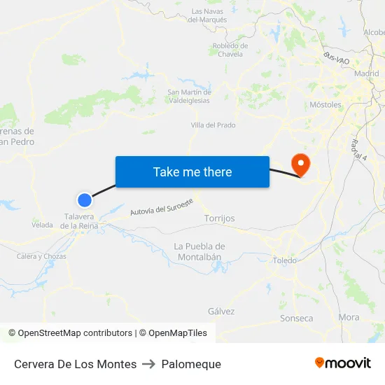 Cervera De Los Montes to Palomeque map