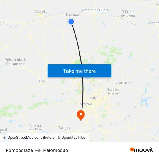 Fompedraza to Palomeque map