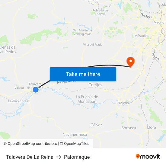 Talavera De La Reina to Palomeque map