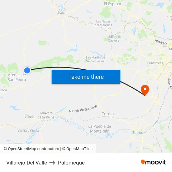 Villarejo Del Valle to Palomeque map