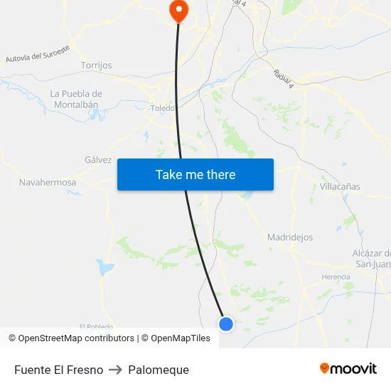 Fuente El Fresno to Palomeque map