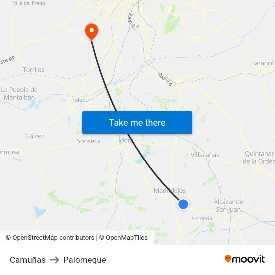 Camuñas to Palomeque map