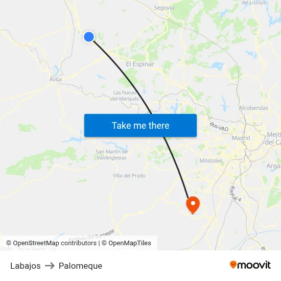 Labajos to Palomeque map