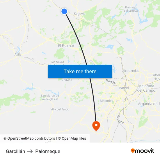 Garcillán to Palomeque map