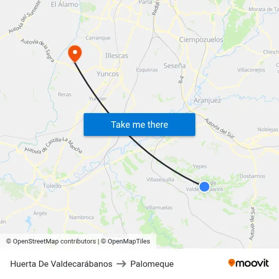 Huerta De Valdecarábanos to Palomeque map