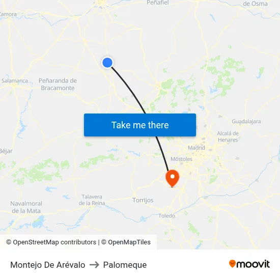 Montejo De Arévalo to Palomeque map
