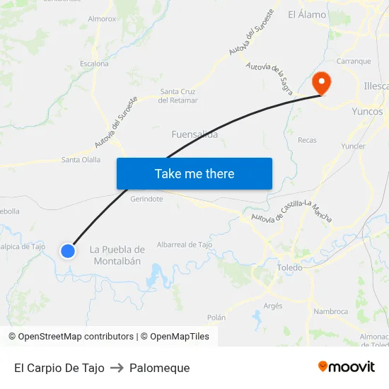 El Carpio De Tajo to Palomeque map