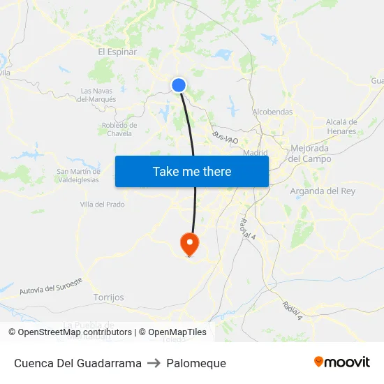 Cuenca Del Guadarrama to Palomeque map
