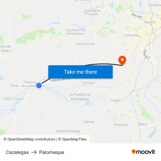 Cazalegas to Palomeque map