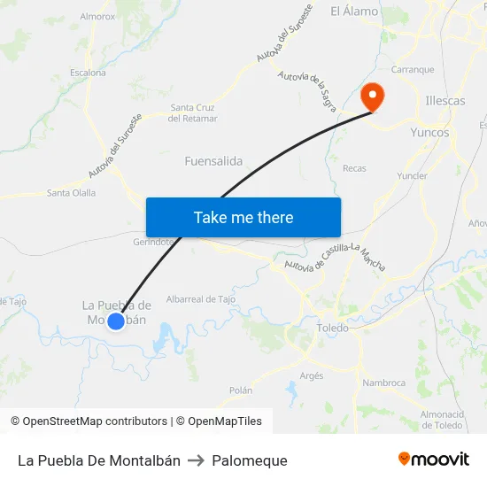 La Puebla De Montalbán to Palomeque map