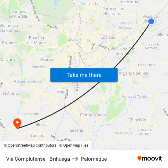 Vía Complutense - Brihuega to Palomeque map