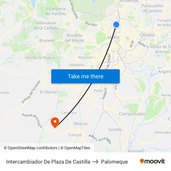 Intercambiador De Plaza De Castilla to Palomeque map