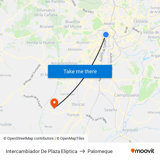 Intercambiador De Plaza Elíptica to Palomeque map