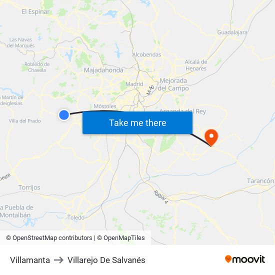 Villamanta to Villarejo De Salvanés map