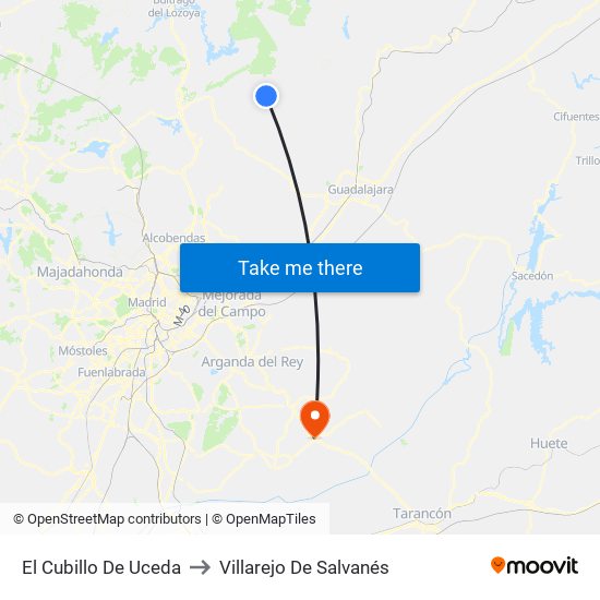 El Cubillo De Uceda to Villarejo De Salvanés map