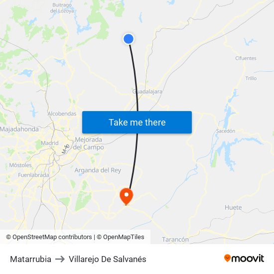 Matarrubia to Villarejo De Salvanés map