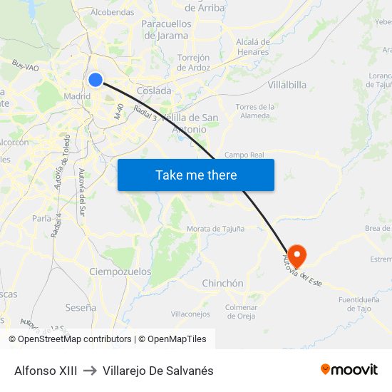 Alfonso XIII to Villarejo De Salvanés map