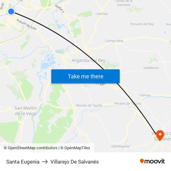 Santa Eugenia to Villarejo De Salvanés map