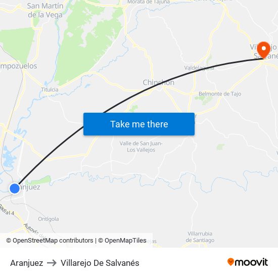 Aranjuez to Villarejo De Salvanés map
