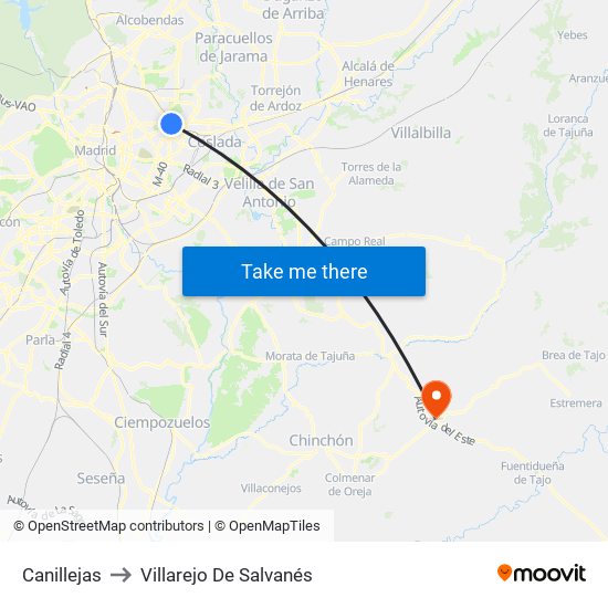 Canillejas to Villarejo De Salvanés map
