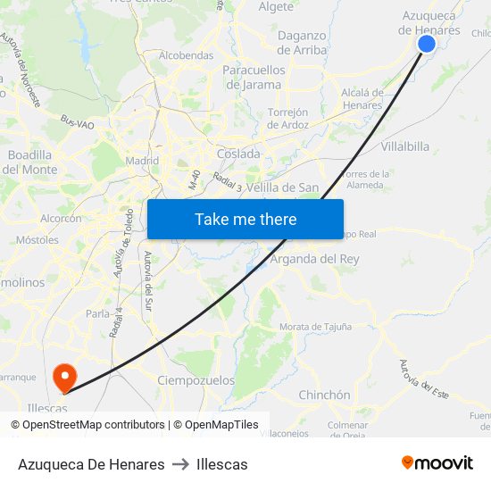 Azuqueca De Henares to Illescas map