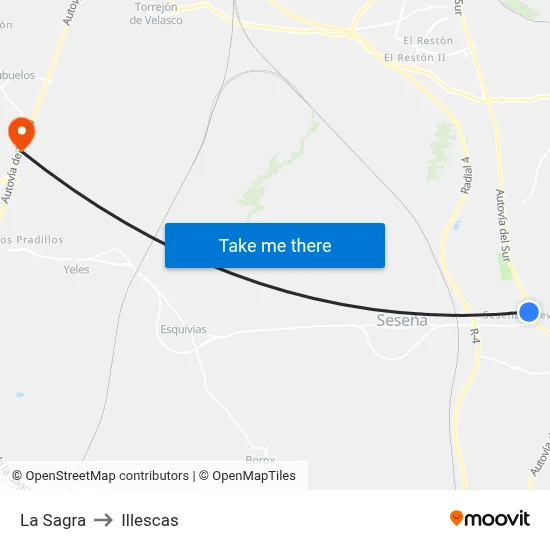 La Sagra to Illescas map