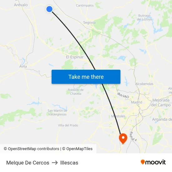 Melque De Cercos to Illescas map