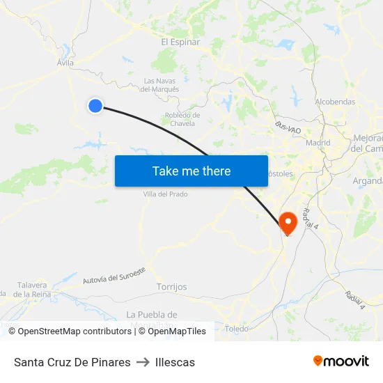 Santa Cruz De Pinares to Illescas map