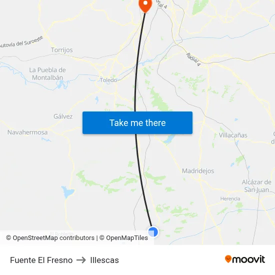 Fuente El Fresno to Illescas map