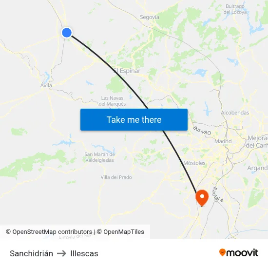 Sanchidrián to Illescas map