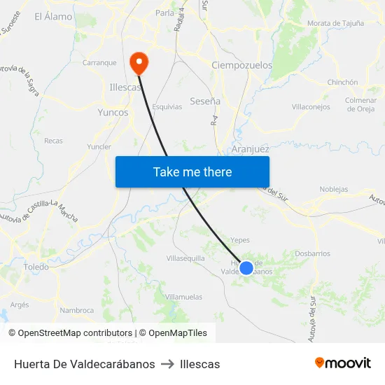 Huerta De Valdecarábanos to Illescas map