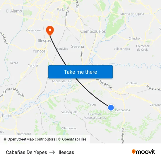 Cabañas De Yepes to Illescas map